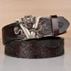 Male China Dragon Belt Cowskin Genuine Leather Belts For Men Carving V Dragon Pattern Automatic Buckle Girdle Strap For Jeans