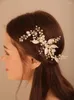 Kopfbedeckungen, trendiger Braut-Kopfschmuck, Perlen-Strass-Haarkamm, Legierungsblatt, Hochzeitsaccessoires für Frauen, handgefertigte Bräute-Tiara