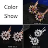 Stud￶rh￤ngen Huami 1Pair 2022 Fashion Jewelry Gold Color Zircon Elegant Trendy Luxury Crystal Flower For Women