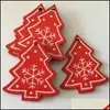 Decorazioni natalizie Ciondolo in legno di Natale 10 Pz / lotto Bianco Rosso Ornamento per l'albero Angelo Campana di neve Elk Star Decorazioni per la casa Drop Dhmzt