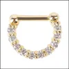 Näsringar studs 30st Rhinestone Crystal Nose Hoops Unisex Surgical Steel CZ Septum Clicker Ring Piercing Body Jewelry Gveyn Drop2196