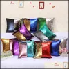 Kuddefodral Sequins Pillow Case Cushion ER Dekorativ kastkuddfodral Sofa Seat Car Fashion Styles 40x40cm Drop Delivery Home Garde Dhtwk