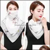 Designer Masks Women Scarf Face Mask Silk Chiffon Handkerchief Outdoor Windproof Half Dustproof Veil Fashion Driving Beach Sunshade Dhonw