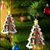 Kerstdecoraties 3D Kerstmis houten hanger boom ornament Diy Santa Xmas Decor voor thuisfeestjaar houten drop levering tuin f dhcyn