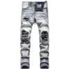 Оптовая торговля 2025 мужские джинсы дизайнерские джинсы расстроенные рваные байкерские мотоциклетные джинсовые ткани для мужской моды джинсовые штаны Pour Hommes #822