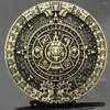 Belts 2022 Fashion Belt Buckle Men Antique Gold Silver Plated Aztec Mayan Detailed Calendar Mask Western Cosplay Jewel