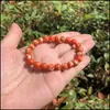 Fios com mi￧angas com mi￧angas Imperador laranja Jasper Bracelete turquesa Redonda de joias redondas para mulheres e homens Kent22 Drop entrega bracele dh57z