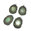 Charms 1pc Natural Agates Pendant Single Hole Diamonds Plated Small For Women Jewelry Gift Size 25x40-27x45mm