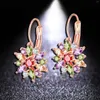 Stud￶rh￤ngen Huami 1Pair 2022 Fashion Jewelry Gold Color Zircon Elegant Trendy Luxury Crystal Flower For Women