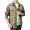 Chemises décontractées pour hommes M-5XL Chemise cargo en coton pour hommes Imprimé camouflage Manches longues Cardigan ample à simple boutonnage Plus Size Camisas d'automne