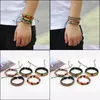 Bracelets de charme Femmes Hommes Mtilayer Rainbow Bracelet en cuir réglable Hiphop Bijoux Set Vintage 5pcs / Set Bracelets tressés Bracelet DH8RE