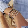 Chaîne De Luxe Brillant Strass Lien Bracelets Chaînes Ensemble Bracelet Femmes Réglable Cristal Clair Chunky Charme Bracelet À Vendre Bk Drop Dhn2U