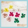 Stud Flower Stud Boucles d'oreilles New Street Fashion Trends Coréen Rouge Vert Jaune Pétales Joker Oreille Goujons Femmes Bijoux En Gros Drop De Dh5Lo