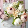 Fiori decorativi 2 pz/pacco Rosa Chiaro Imitazione Cina Penoy Bouquet Matrimonio Sposa Damigella D'onore Holding Artificiale