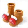 Christmas Decorations Baby Christmas Antislip Floor Sock 03 Years Infant Cotton Santa Socks Sile Nonslip Toddler Drop Delivery Home Dhp08