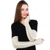 Knie Pads Outdoor Radfahren Mode Warme Einfarbig Winter Woolen Arm Wärmer Fingerlose Fäustlinge Frauen Hülse Gestrickte Handschuhe