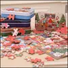 Décorations de Noël Puzzle en bois de Noël pour enfants Jouet Père Noël Noël Enfants Début éducatif Bois Puzzle Cadeaux Drop Livraison H Dhxft