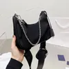 5A Miroir qualité Designer Luxe Sac Hobos chaîne Épaule Bandoulière Sacs fourre-tout sacs à main en cuir Nylon Demi-lune portefeuilles Sacs à main trois en un