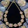 Nouveau luxe conçu violet cristal pendentif colliers Bracelet boucle d'oreille Banshee Medusa tête Portrait plaqué or 18 carats femmes bijoux ensembles cadeaux HMS14 --H4