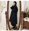 Mezclas de lana para mujer Abrigo para mujer Moda coreana de invierno Lana espesada larga para mujer Negro Harajuk'u 221110