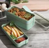 Boîte à déjeuner en matériau sain, 3 couches, boîtes à Bento en paille de blé de 900ml, vaisselle pour micro-ondes, conteneur de stockage des aliments, boîte à déjeuner SN158