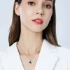 Collier de mariage en argent sterling 925 avec topaze bleue unique pour femme - Collier classique en diamant de forme ovale