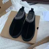 Kar botları ayak bileği bot ayakkabıları kısa şişe klasik moda tasarımcısı kestane üçlü siyah kış sıcak yün gerçek deri platform kalın dip ayakkabı patikleri 35-42