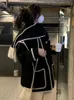 Kadın Yün Karışımları UCXQ Yün Palto Sonbahar Örme Püsküller Pelerin Stili Karışık Renk Tek Kesin Midi Uzun Kat Sokak Giyim Kadın 10ab2875 221110