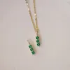 New Trendy 925 Sterling Silver Zircon Stellaces Simple Cz Cz Green Necklace for Women Fine Jewelry