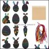 Party Favor Scratch Paper Art Set Easter Black It Off Crafts Notes Ding Boards Sheet With Wooden Stylus And Hanging Rope Drop Delive Dhlcw