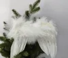 10pcs Bag Parts Sublimation DIY Blank MDF Christmas White Angel Wings Ornament Hanging Feather Decor