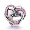 Charms Heart Mom Love Rhinestone Snap Button Charms Women Jewelry Findings 18Mm Metal Snaps Buttons Diy Bracelet Jewellery Wholesale Dhj6T