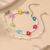 Charm-Armbänder Charm-Armbänder Niedliche Blumen-Perlen-Armbänder für Mädchen, ausgefallene Freundschaft, Kinder-Accessoires, Schmuck, Beadcharm Kent2 Dhqah