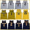 Koszulki do koszykówki NCAA Michigan Wolverines 5 Jalen Rose Jersey Chris Webber 4 Juwan Howard 25 1 Charles Matthews 2 Jorda Poole College Koszykówka Żółty Męskie