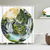 Rideaux de douche rétro Style chinois paysage rideau montagne eau Nature paysage imperméable Polyester maison bain écran décor