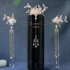 Brincos de decote Conjunto de casamentos de casamento de estilo chinês antigo garotas meninas hanfu tástels de cabelo garfos de cabelo bastões de pente de decoração acessórios de decoração