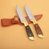 Hot G1112 Survival Straight Knife 440C Satin Drop Point Blade Full Tang Wood Handle Outdoor Camping Hiking Fishing Hunting Knives with Leather Sheath