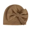 قبعة قبعة قبعة Sprint Winter Bow Bonnet Baby Girls Cute Hairbow Skullcap Fontanelle Protect