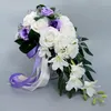 Flores decorativas Cachoeira de casamentos Buquê de noiva Bridesmaid Hand Aplificado de Flor Artificial Decoração de Festas de Festas de Férias em casa Floral