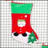 Christmas Decorations Santa Claus Elk Bear Print Year Christmas Socks Candy Gift Bag Corduroy Mouth Medium Xmas Tree Pendant Decorat Dhr8E