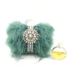 Sacs de soirée de luxe réel plumes d'autruche sac à main femmes pochette sac à main diamant femmes fête pochette 221107