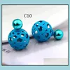 Stud Twosed Balls Earring Studs Bubbles Hollow vooraan en achterkantoorringen Mixedlot Dubbele zijde achterste oor nagelgroothandel in de uitverkoop dhhrd