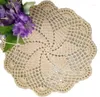 Tapetes de mesa Modern Lace Cotton Place Mat Crochet redonda Coffee Placemat Pad Pan Christmas Pan Cup Tea Dining Kitchen