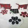 Kat Hond Poot Kous Kerst Sok Decoratie Sneeuwvlok Voetafdruk Patroon Kerst Kousen Apple Candy Gift Bag voor Kid Groothandel 1122