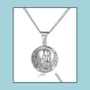 Pendentif Colliers En Acier Inoxydable Vierge Marie Pendentifs Collier Avec Chaîne En Or Sier Pour Hommes Pièce Ronde Jésus Christ Bijoux Wholesa Dh4Lo