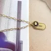 Klasyczne modne kobiety luksusowy designerski naszyjnik łańcuch 18 -karatowy złoto plisowany liter ze stali nierdzewnej wisiorki Naszyjniki biżuteria ACCE230F