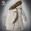 Męska kurtka w dół Parkas Modna odzież robocza Outdoor Style długie puffer kurtki Faux Futro Obrocznik grube ciepłe białe płaszcze kaczki 221110