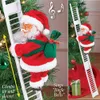 Plush dockor Gift Electric Climbing Ladder Santa Claus Christmas Ornament Decoration for Home Tree Hanging Decor with Music 221109