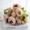 Fiori decorativi 2 pz/pacco Rosa Chiaro Imitazione Cina Penoy Bouquet Matrimonio Sposa Damigella D'onore Holding Artificiale