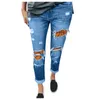 QNPQYX Jeans Boyfriend Skinny da Donna Jeans da Donna Mamma Jeans Casual da Donna a Vita Alta Skinny Strappati con Foro al Ginocchio Slim Sbiaditi